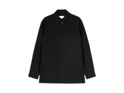Pre-owned Jil Sander Men's  Long Sleeved Wool Gabardine Shirt In Black