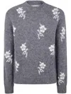 Jil Sander Alpaca Blend Sweater Embroidered Flowers In Gray