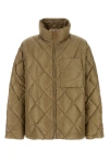 Jil Sander Quilted High Collar Chest Pocket Jacket In Green