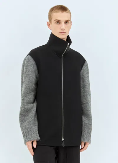 Jil Sander Men Knit-sleeves Wool Jacket In Black