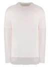 Jil Sander Layered Cotton T-shirt With Sheer Tulle Overlay In Neutral