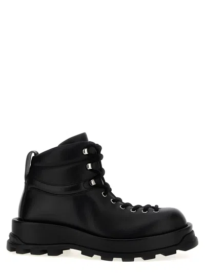 Jil Sander Men Leather Ankle Boots In Black
