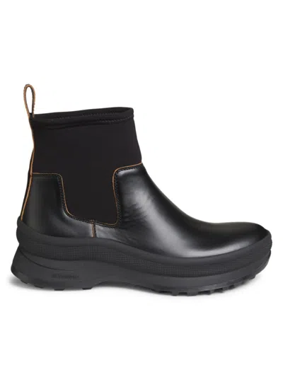 Jil Sander Men's Leather Ankle Boots In Black