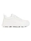 Jil Sander Orb White Low Top Sneakers With Cleated Sole In Leather In White