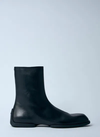 Jil Sander Men Leather Zip-up Ankle Boot In Black