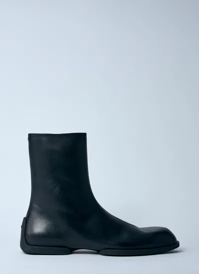 Jil Sander Men Leather Zip-up Ankle Boot In Blue