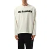 Jil Sander Men White Crewneck Sweatshirt With Contrasting Logo Print At The Front In Cotton Man In Porcelain