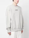 Jil Sander Ribbed Cotton Sweatshirt With Cuffs And Hem In 052 Grey