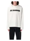 Jil Sander Men White Crewneck Sweatshirt With Contrasting Logo Print At The Front In Cotton Man In Porcelain White