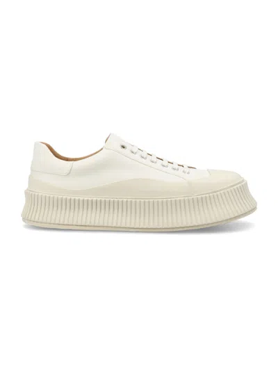 Jil Sander Platform Sole Canvas Sneakers In Natural