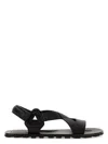 Jil Sander Crisscross Strap Sandal With Durable Rubber Sole In Black