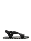 Jil Sander Crisscross Strap Sandal With Durable Rubber Sole In Black