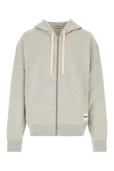 Jil Sander Men Melange Grey Cotton Sweatshirt In Gray