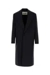 Jil Sander Wool Coat With Front Pockets And Long Length In Blue