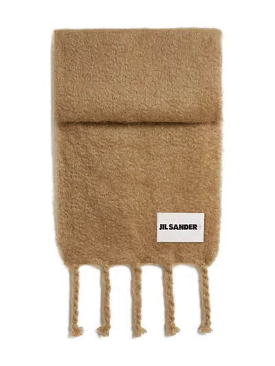 Jil Sander Men Mohair Blend Scarf In Brown
