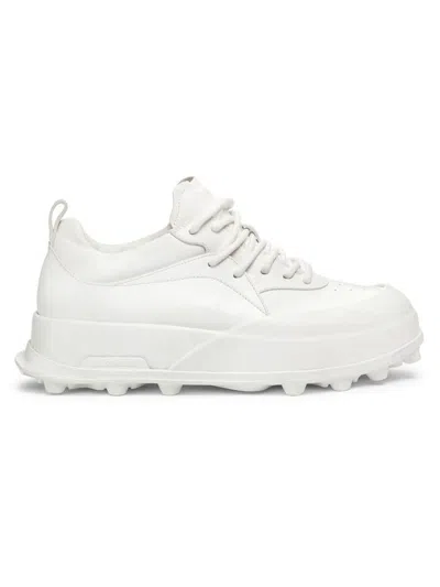 Jil Sander Men's Orb Leather Sneakers In White
