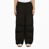 Jil Sander Black Oversize Cotton Trousers In Beige
