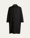 Jil Sander Men's Oversized Topcoat With Leather Collar In Black