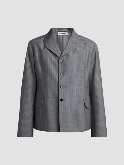 Jil Sander Men's Pinstripe Check Wool Jacket In Koala