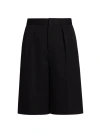 JIL SANDER MEN'S PLEATED WOOL RELAXED-FIT SHORTS