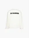 Jil Sander Men White Crewneck Sweatshirt With Contrasting Logo Print At The Front In Cotton Man In Porcelain