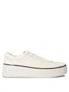 Jil Sander White Low-top Sneakers With Platform And Tonal Heel Tab In Leather In White