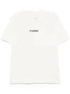 Jil Sander Ecru Short Sleeve T-shirt With Logo In Yellow