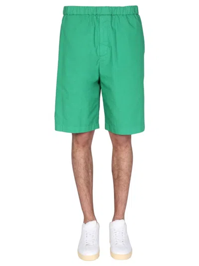 Jil Sander Men Relaxed Fit Bermuda In Green