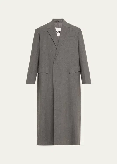 Jil Sander Men's Relaxed Wool Overcoat In Gray