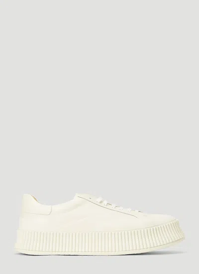 Jil Sander Men's Chunky Lace Vulcanized Sneakers In White
