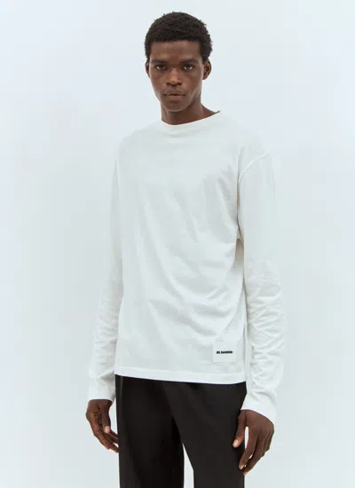 Jil Sander Men Set Of Three Logo-patch T-shirts In White