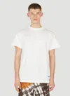 Jil Sander Men Set Of Three Logo Print T-shirts In Black