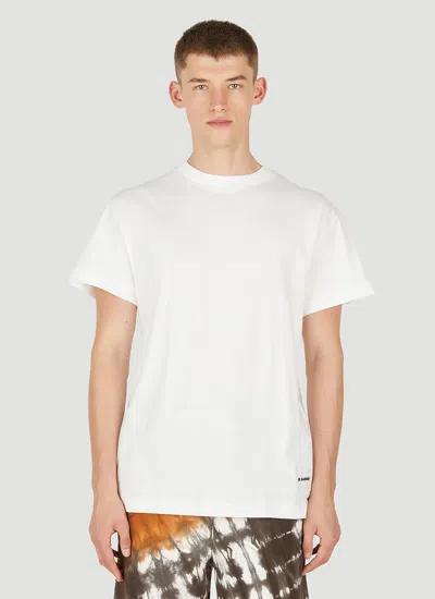 Jil Sander Men Set Of Three Logo Print T-shirts In Black