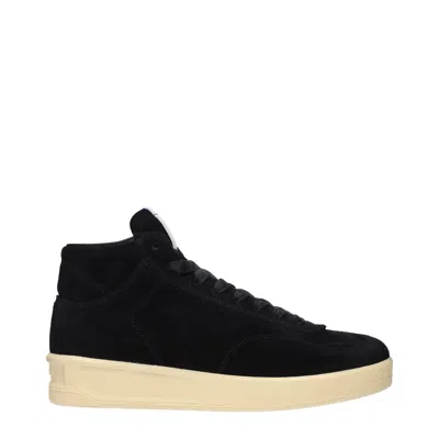 Jil Sander Men's Sneakers Black Suede In Animal Print