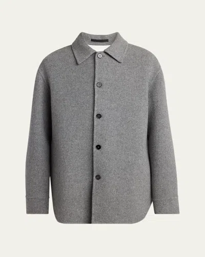 Jil Sander Men's Solid Wool Shirt Jacket In Gray
