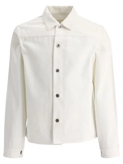 Jil Sander Men's Ss23 Denim Shirt Jacket In Porcelain In White