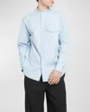 Jil Sander Men's Striped Logo Embroidered Button-front Shirt In Antartic
