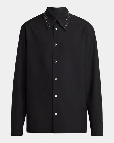 Jil Sander Studded Collar Shirt In Black