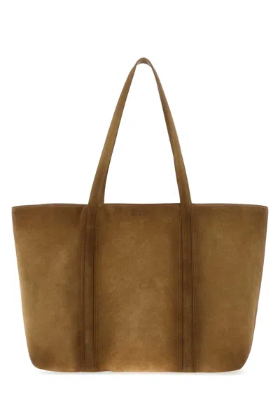 Jil Sander Men's Suede Mini Shopping Handbag With Forage Handle In Brown