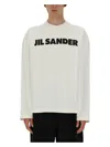 Jil Sander Men White Crewneck Sweatshirt With Contrasting Logo Print At The Front In Cotton Man In White