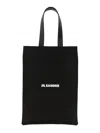 Jil Sander Logo Print Cotton-linen Blend Tote Bag In Black