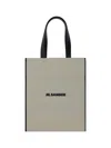 Jil Sander Natural White Cotton Border Book Tote Bag In Multicolor