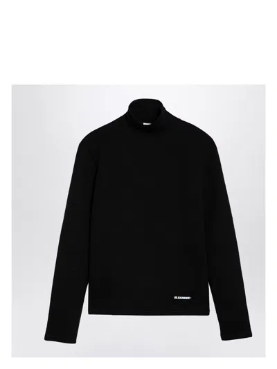 JIL SANDER MEN'S TURTLENECK SWEATER WITH LOGO PATCH