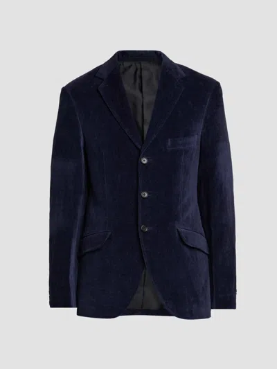 Jil Sander Men's Velvet Single-breasted Jacket In Blue