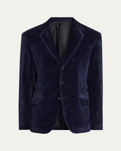 Jil Sander Men's Velvet Single-breasted Jacket In Blue