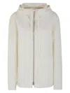 Jil Sander Boxy Fit Jacket With Hood And Drawstring In White
