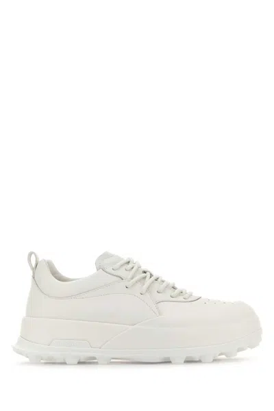 Jil Sander Leather And Rubber Orb Sneaker For Men In White