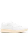 JIL SANDER MEN'S WHITE LEATHER PANELLED LOW-TOP SNEAKERS FOR SS24