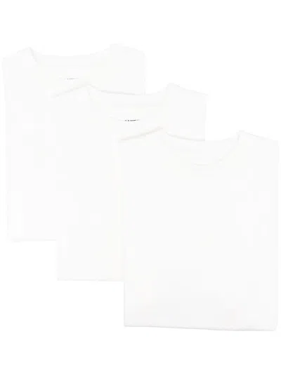 Jil Sander Men's White Organic Cotton 3-pack Logo T-shirts
