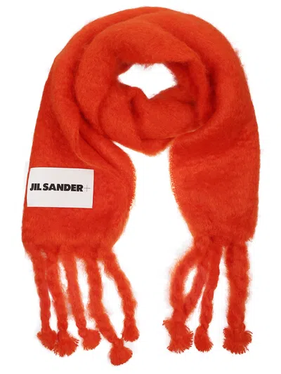 Jil Sander Men Wool Blend Scarf In Orange